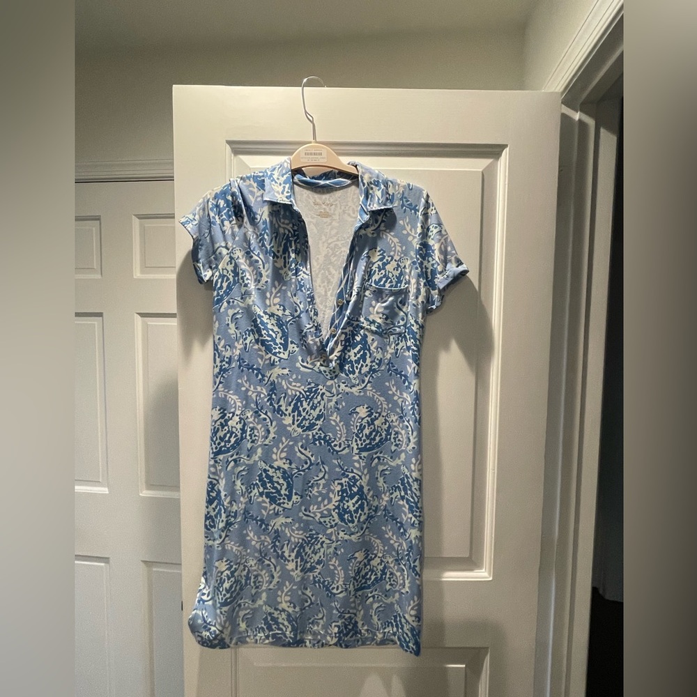 Lily Pulitzer jersey polo dress - blue turtle print